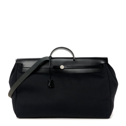 Hermes Military Toile Vache Hunter Herbag Zip Retourne Cabine Bag Black 1 of 12