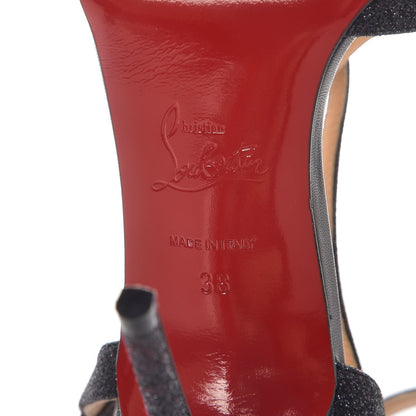 Christian Louboutin Kid Leather Mini Glitter Audrey 100 Sandals 38 Black 6 of 8