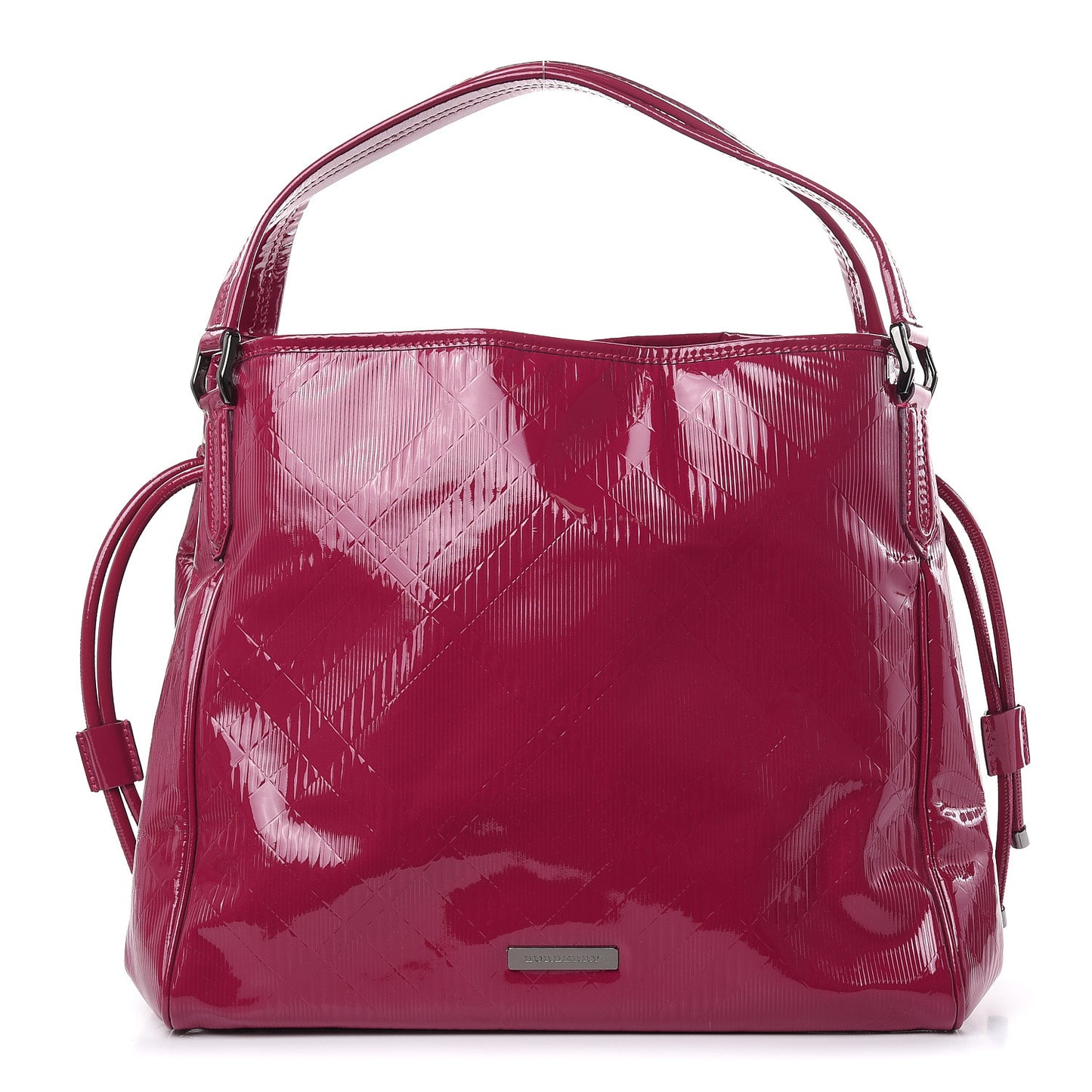 Patent Check Embossed Bilmore Tote Raspberry Sorbet