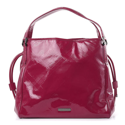 Burberry Patent Check Embossed Bilmore Tote Raspberry Sorbet 1 of 9