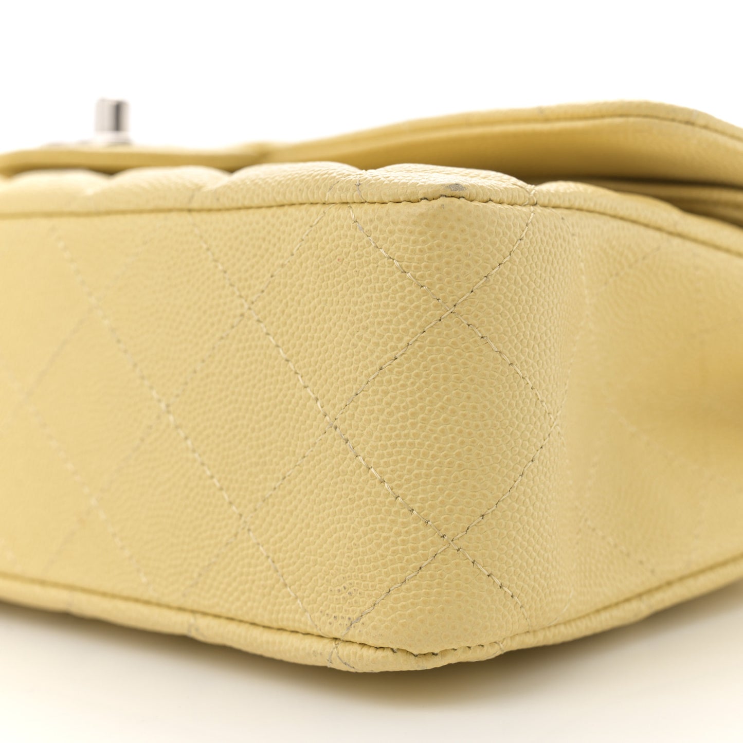 Caviar Quilted Medium Double Flap Light Yellow