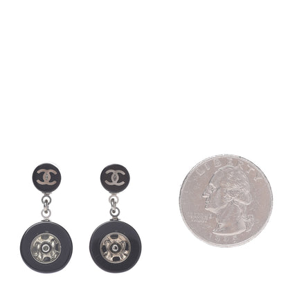 Chanel Resin CC Drop Earrings Black 2 of 5