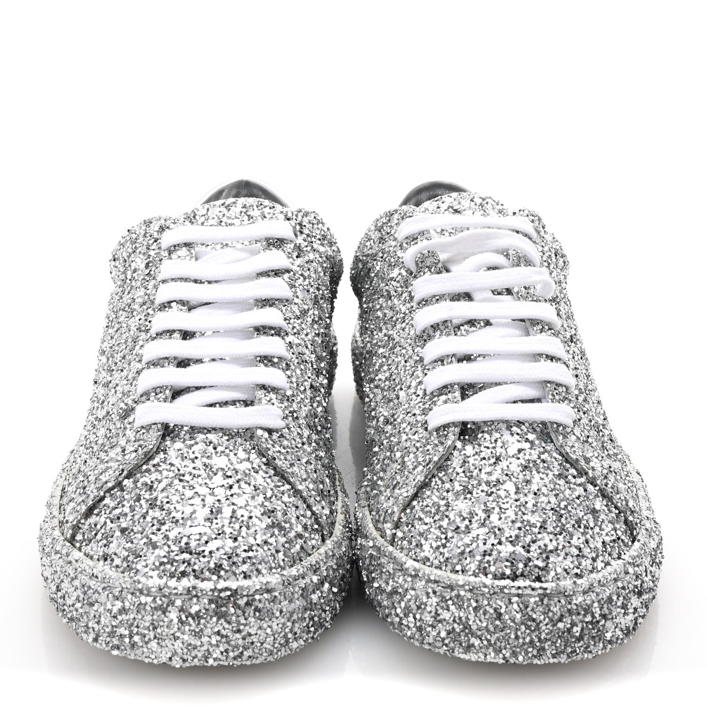 Calfskin Crystal Glitter Andy Sneakers 37 Silver