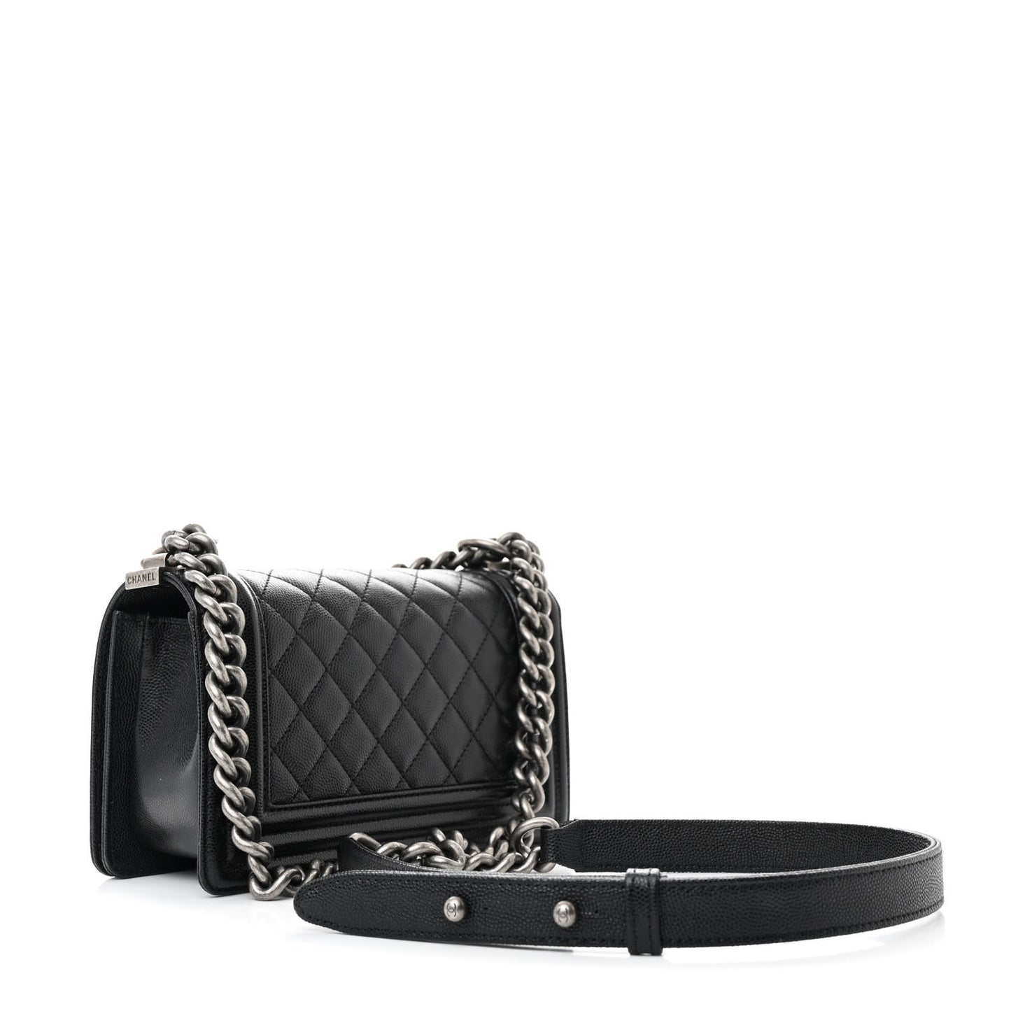 Caviar Quilted Small Boy Flap Black