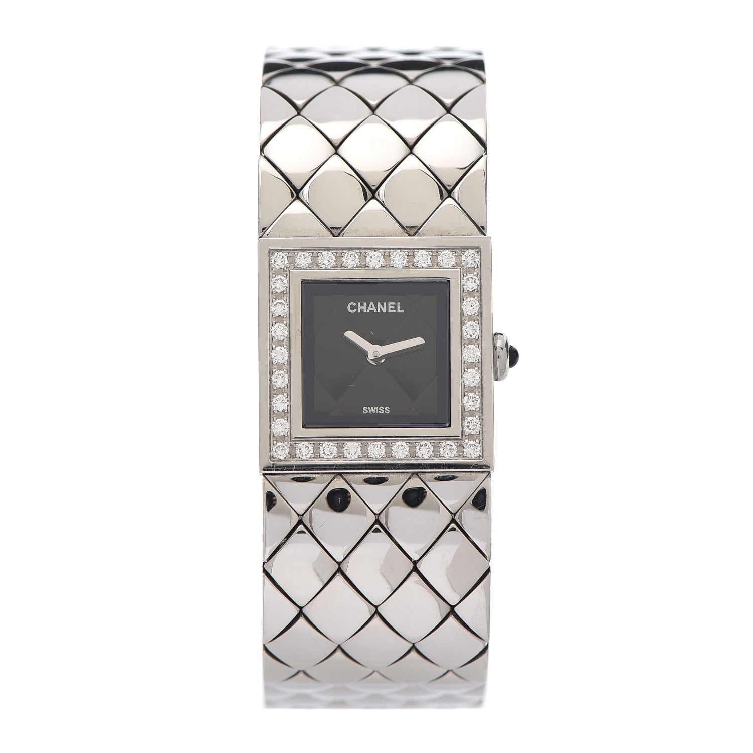 Chanel Stainless Steel Diamond 19mm Matelasse Quartz Watch 1 of 5