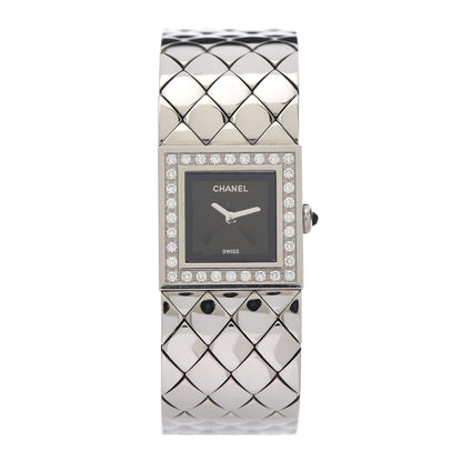 Chanel Stainless Steel Diamond 19mm Matelasse Quartz Watch 1 of 5
