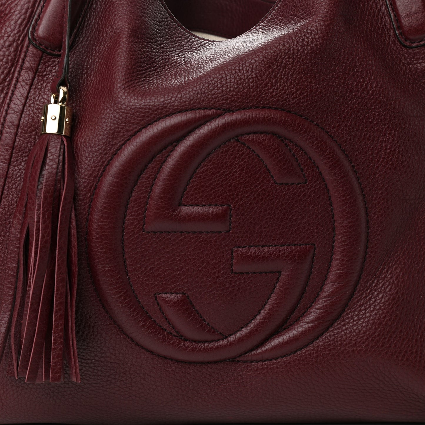 Pebbled Calfskin Medium Soho Shoulder Bag Bordeaux