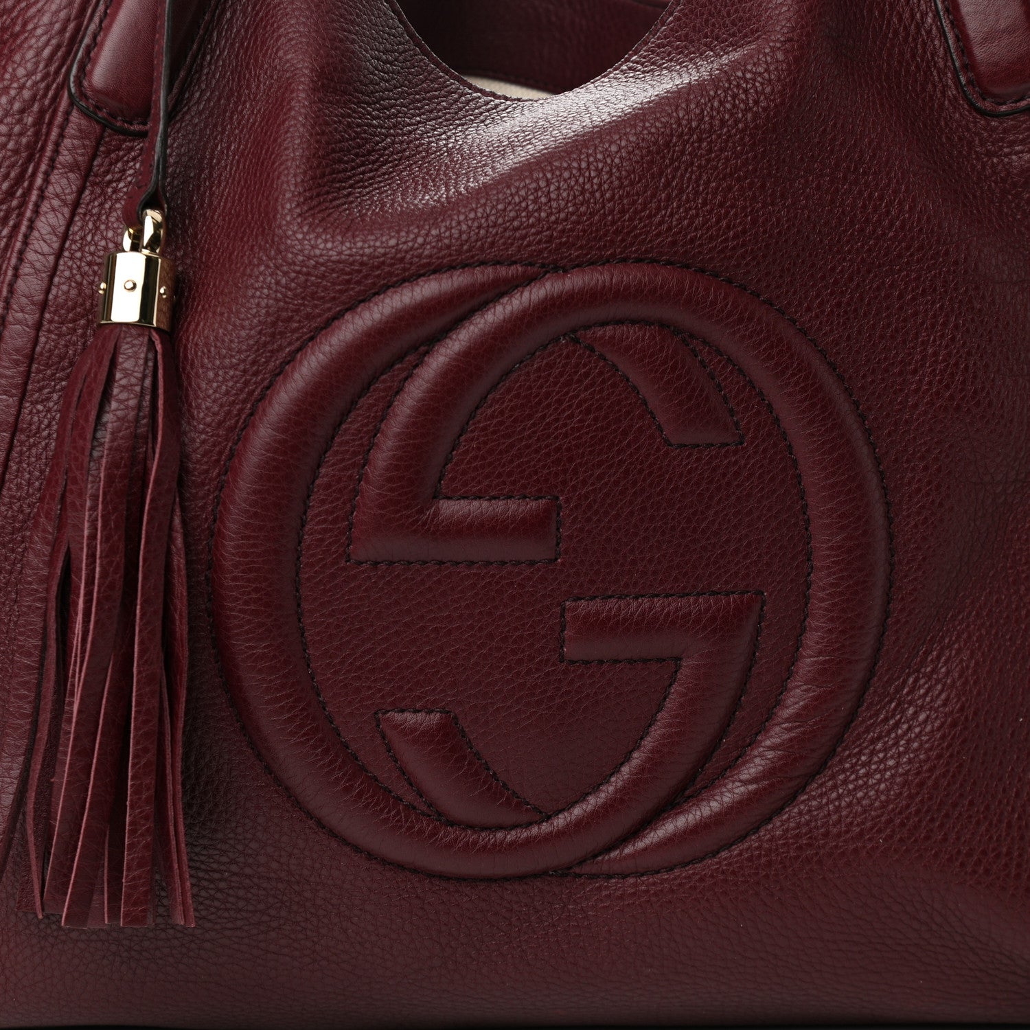Gucci Pebbled Calfskin Medium Soho Shoulder Bag Bordeaux 8 of 10