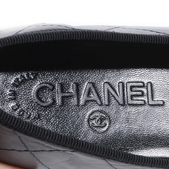 Chanel Leather Quilted Cambon CC Ballet Flats 9.5 Black 7 of 7