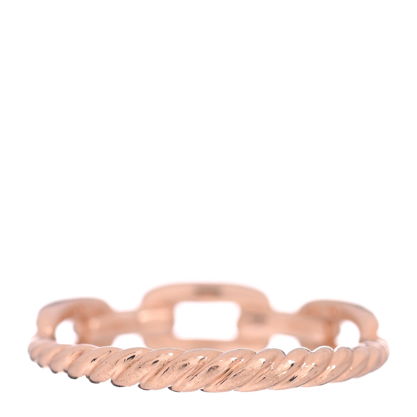 18K Rose Gold Diamond 4.5mm Stax Single Row Chain Link Ring 53 6.25