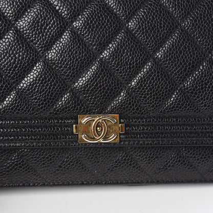 Chanel Caviar Quilted Boy Wallet On Chain WOC Black 13 of 14