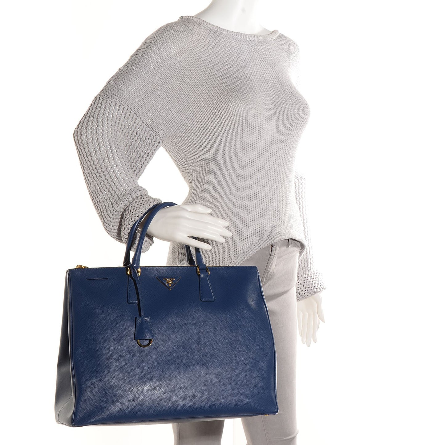 Saffiano Lux Extra Large Galleria Double Zip Tote Bluette