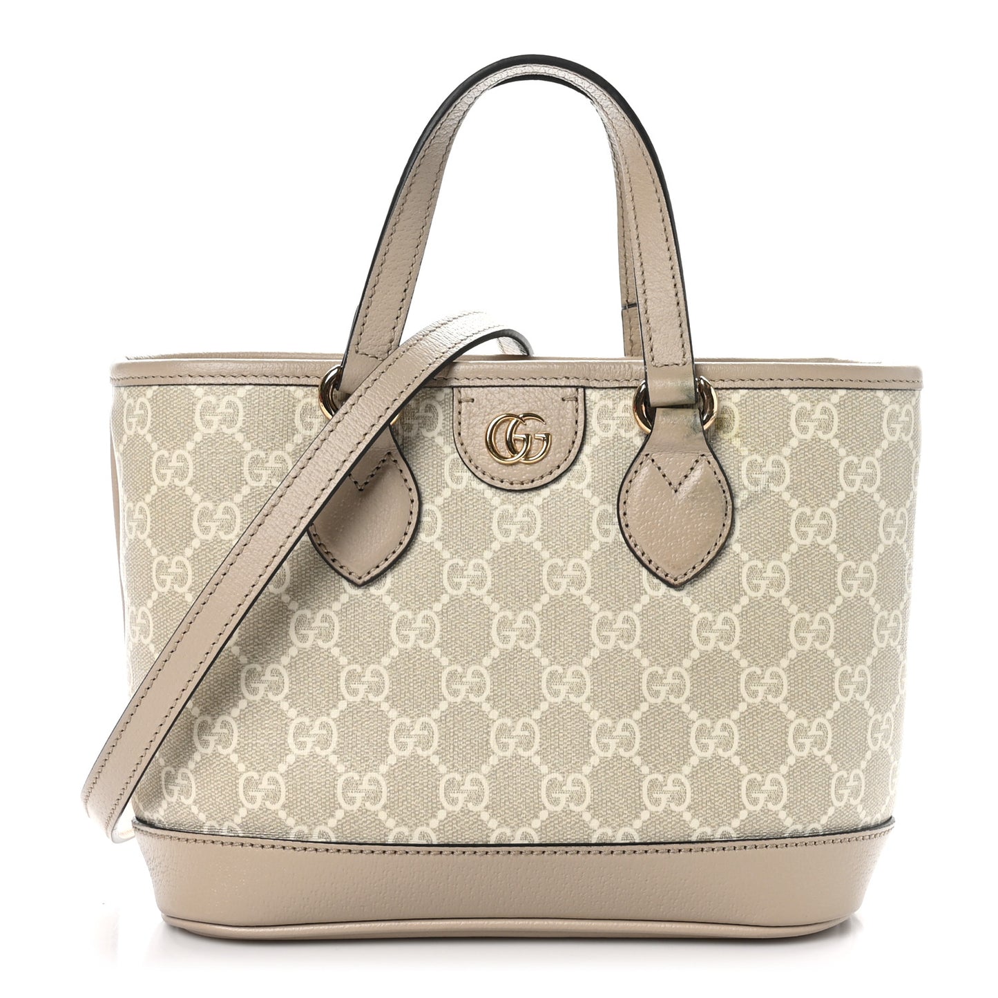 GG Supreme Monogram Textured Dollar Calfskin Mini Ophidia Shoulder Tote Bag Bag Beige Mystic White Oatmeal