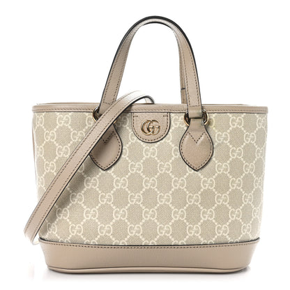 Gucci GG Supreme Monogram Textured Dollar Calfskin Mini Ophidia Shoulder Tote Bag Bag Beige Mystic White Oatmeal 1 of 12