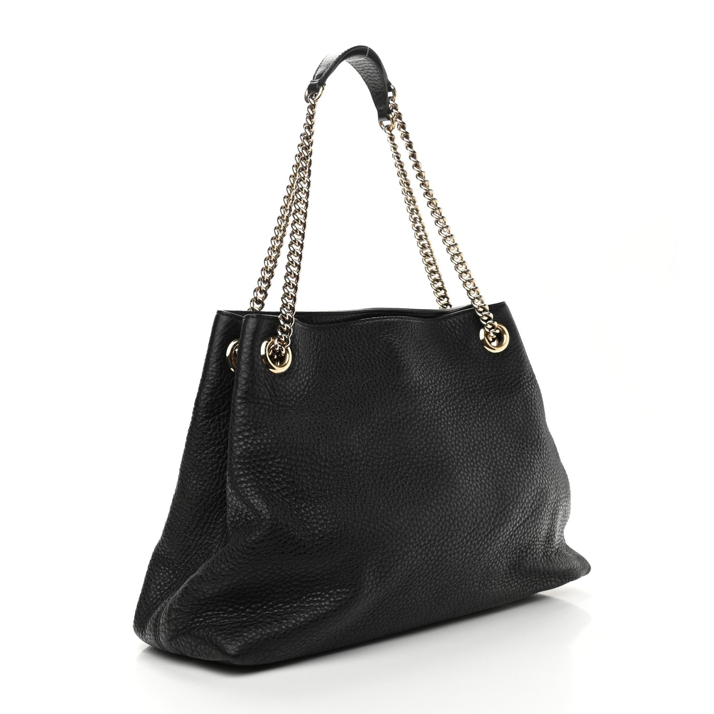 Pebbled Calfskin Medium Soho Chain Shoulder Bag Black