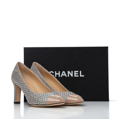 Chanel Lame Lace Cap Toe Pumps 37 Beige 12 of 12