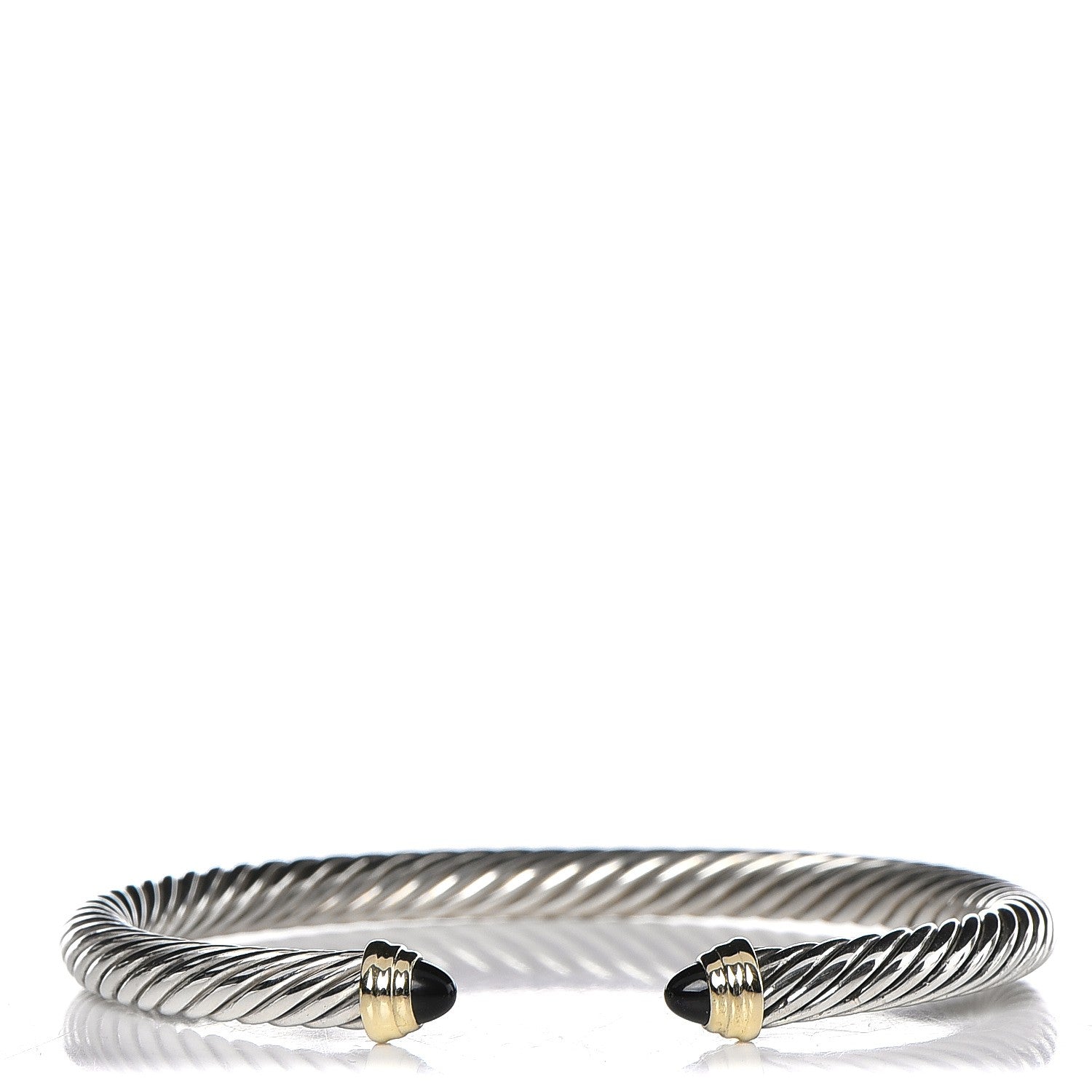 David Yurman Sterling Silver 14K Yellow Gold Black Onyx 5mm Cable Classics Petite Color Bracelet 1 of 4