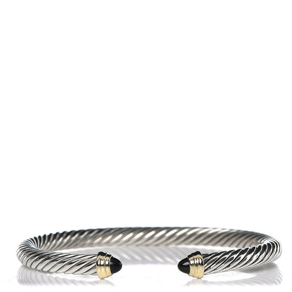 David Yurman Sterling Silver 14K Yellow Gold Black Onyx 5mm Cable Classics Petite Color Bracelet 1 of 4