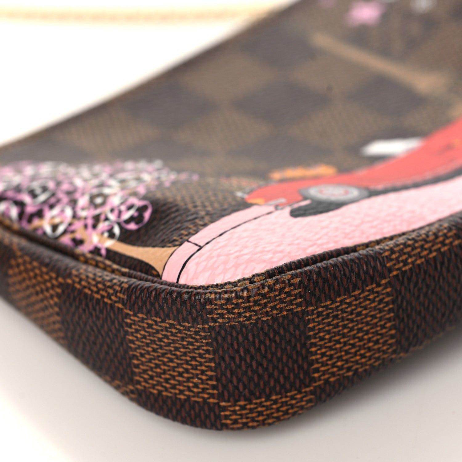 Louis Vuitton Damier Ebene 2019 Christmas Animation Mini Pochette Accessories Red 10 of 10
