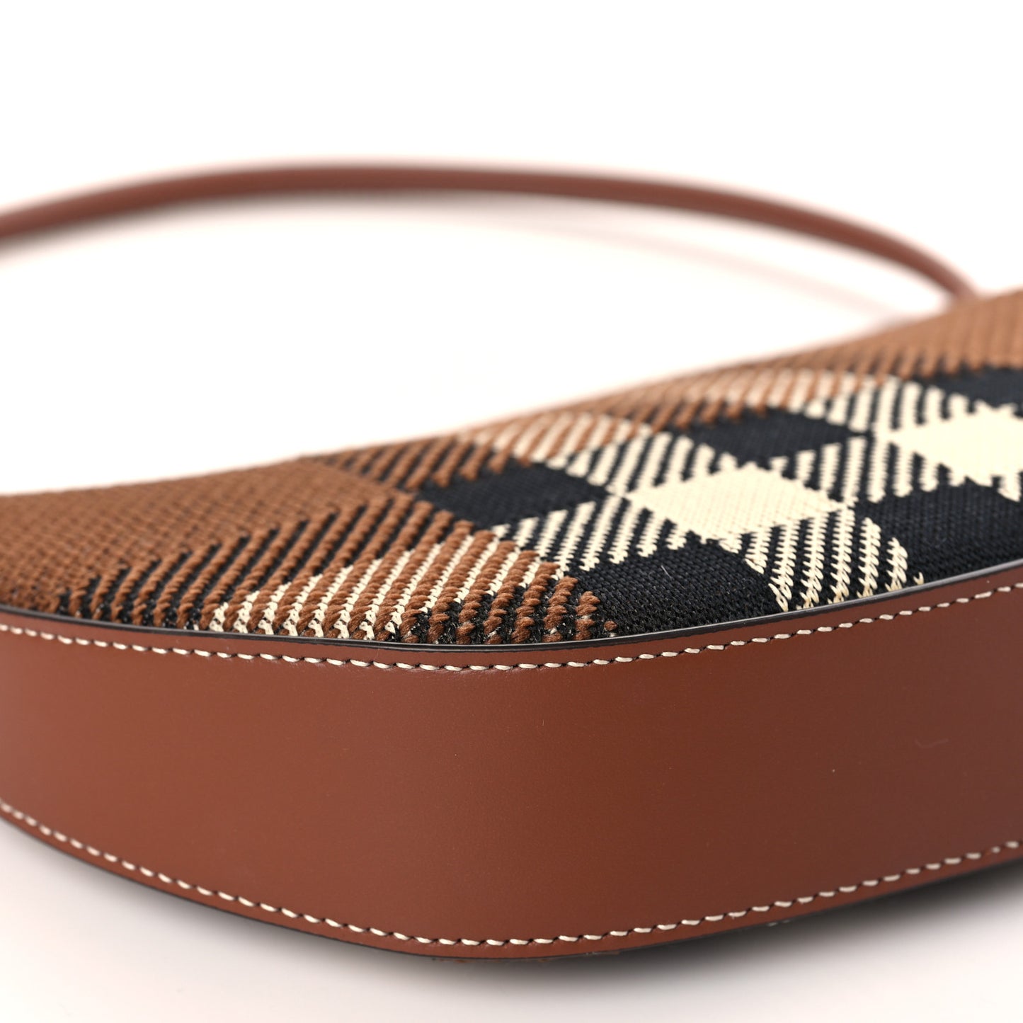 Canvas Calfskin Check Knitted Small Olympia Birch Brown