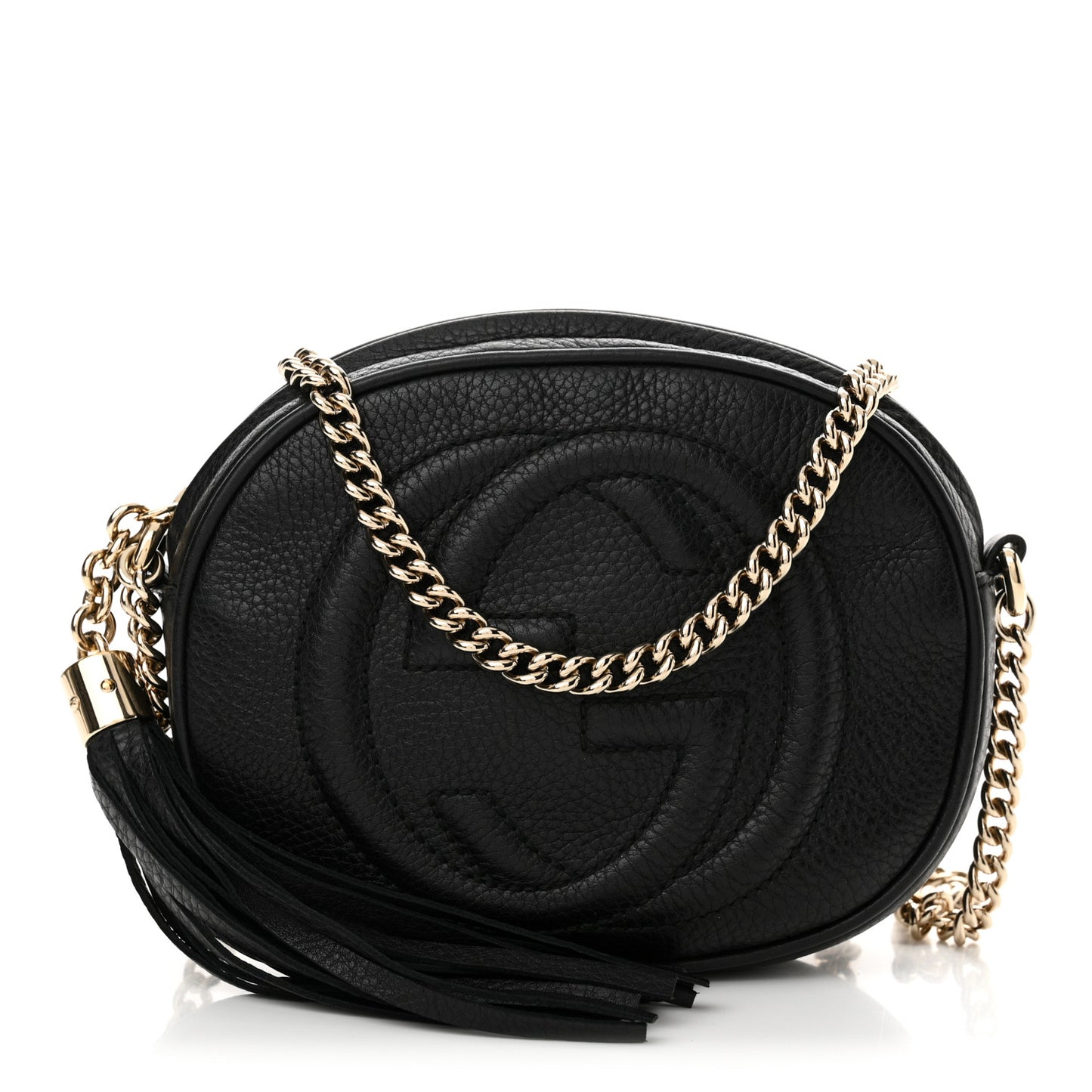 Pebbled Calfskin Mini Soho Chain Bag Black