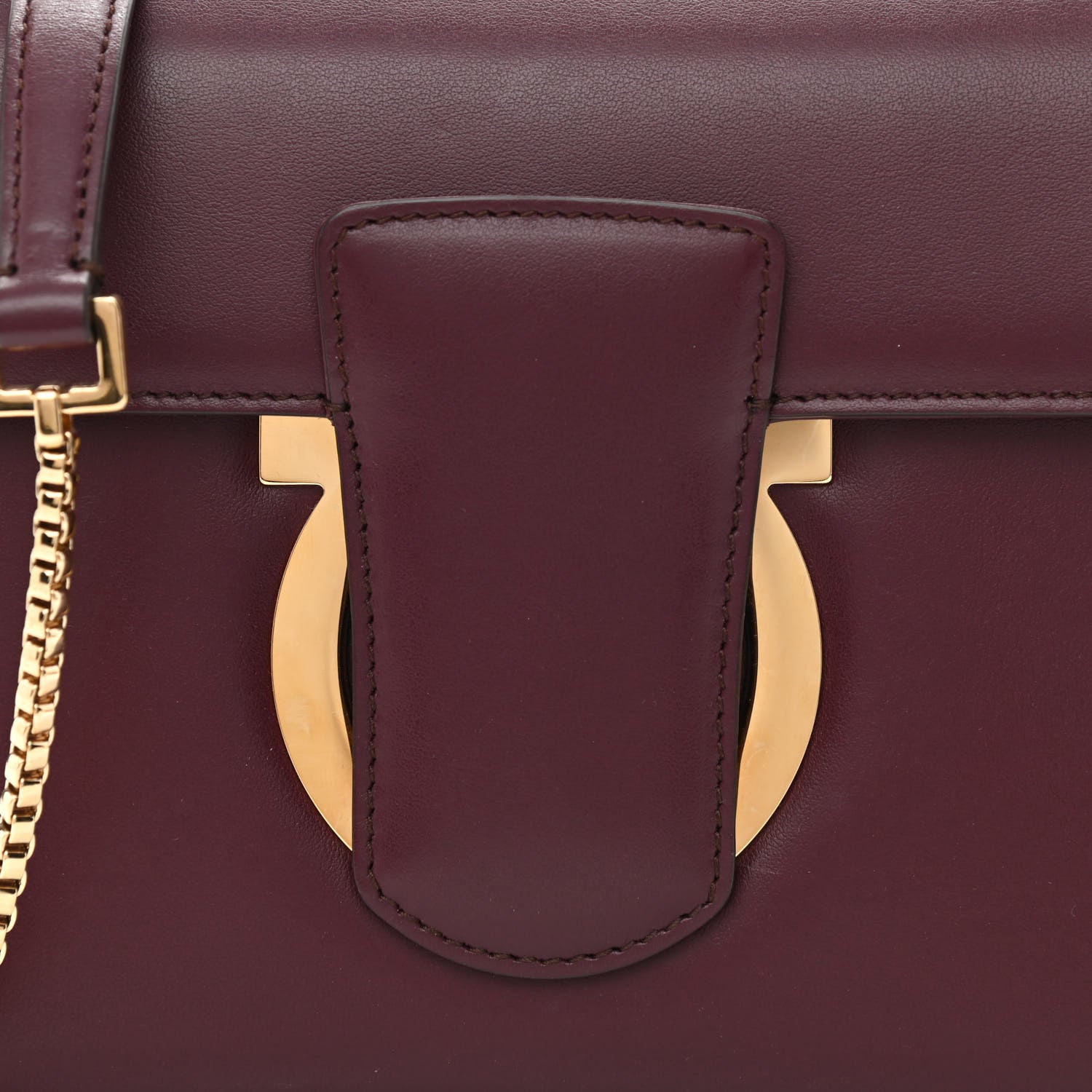 Salvatore Ferragamo Calfskin Thalia Flap Shoulder Bag Wine 8 of 11