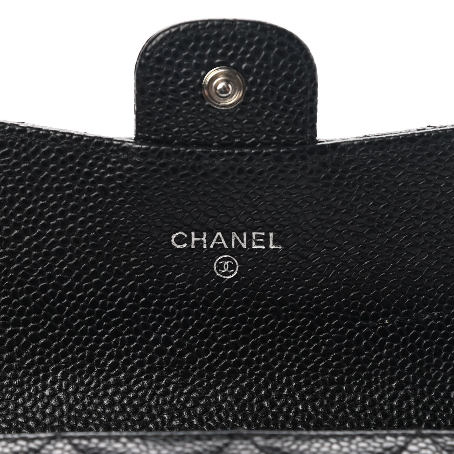 Caviar Quilted Large Gusset Flap Wallet Black