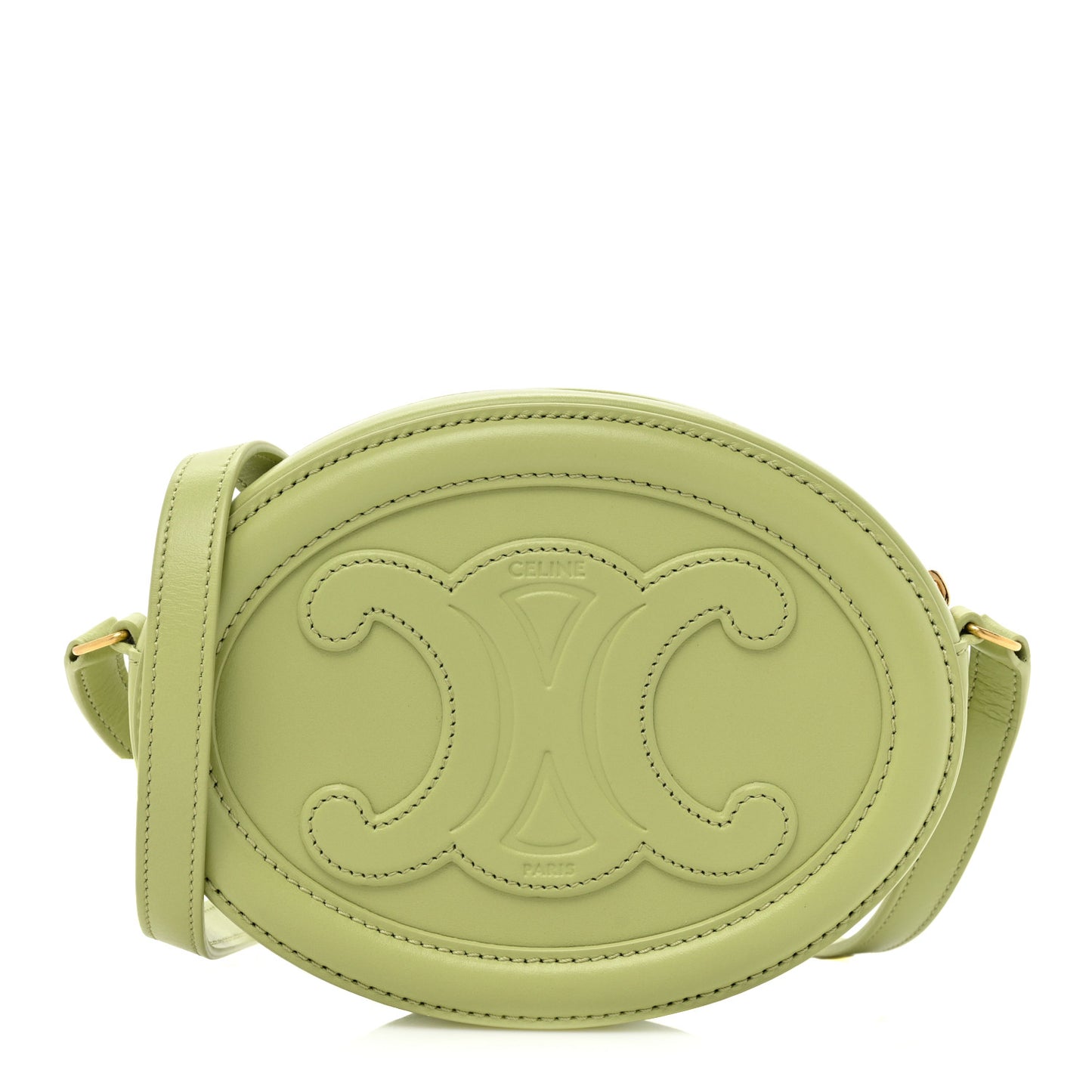 Smooth Calfskin Cuir Small Triomphe Oval Purse Crossbody Light Jade