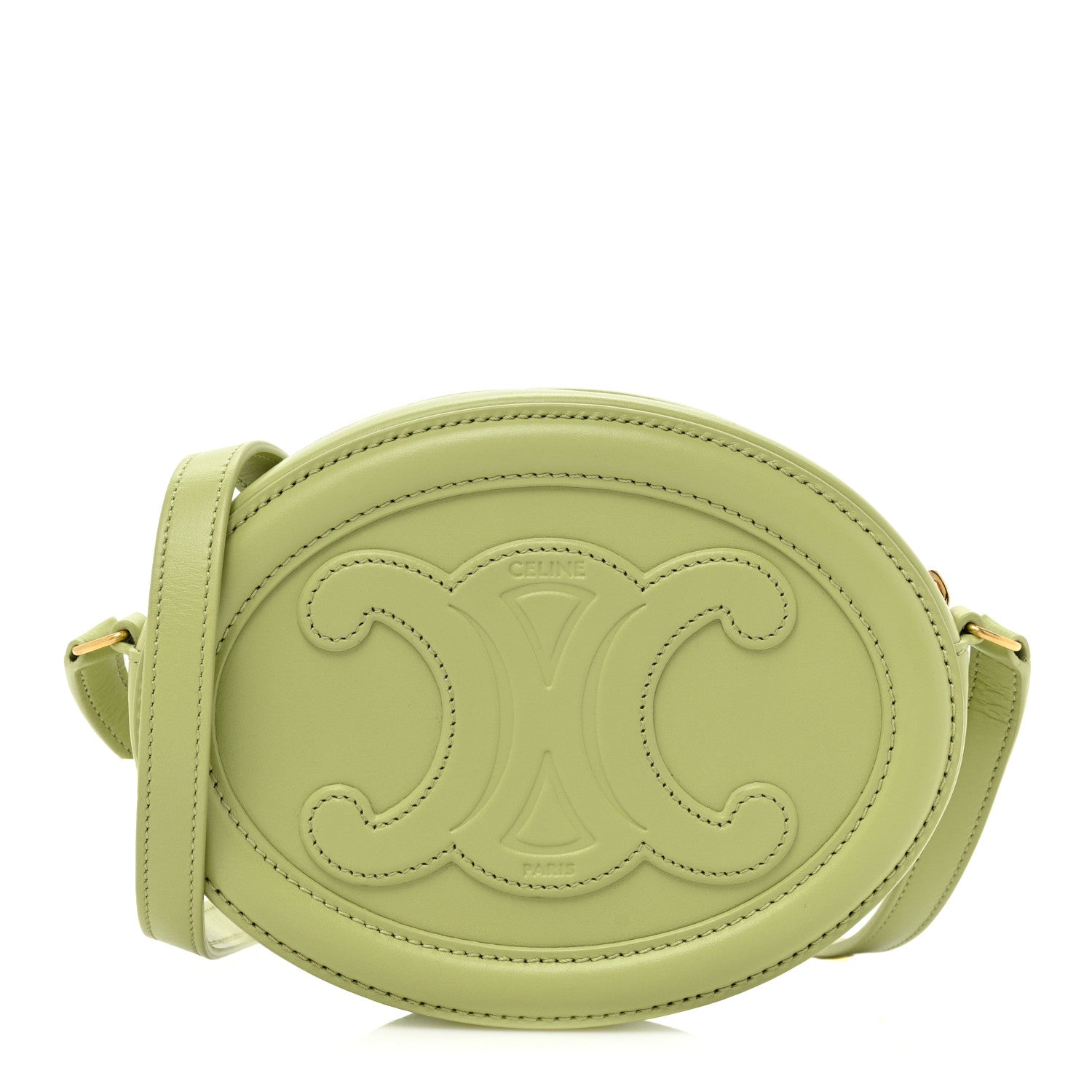 Celine Smooth Calfskin Cuir Small Triomphe Oval Purse Crossbody Light Jade 1 of 13