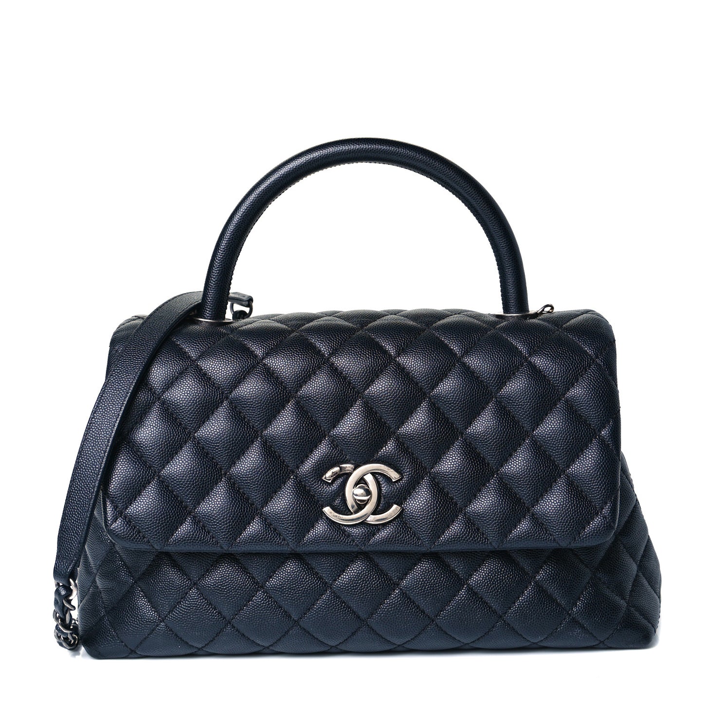 Caviar Quilted Small Coco Handle Flap Black