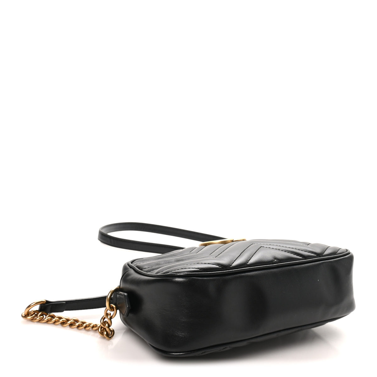 Calfskin Matelasse Small GG Marmont Chain Shoulder Bag Black