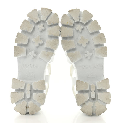 Prada Foam Rubber Metal Triangle Logo Monolith 55mm Cage Sandals White 6 of 9