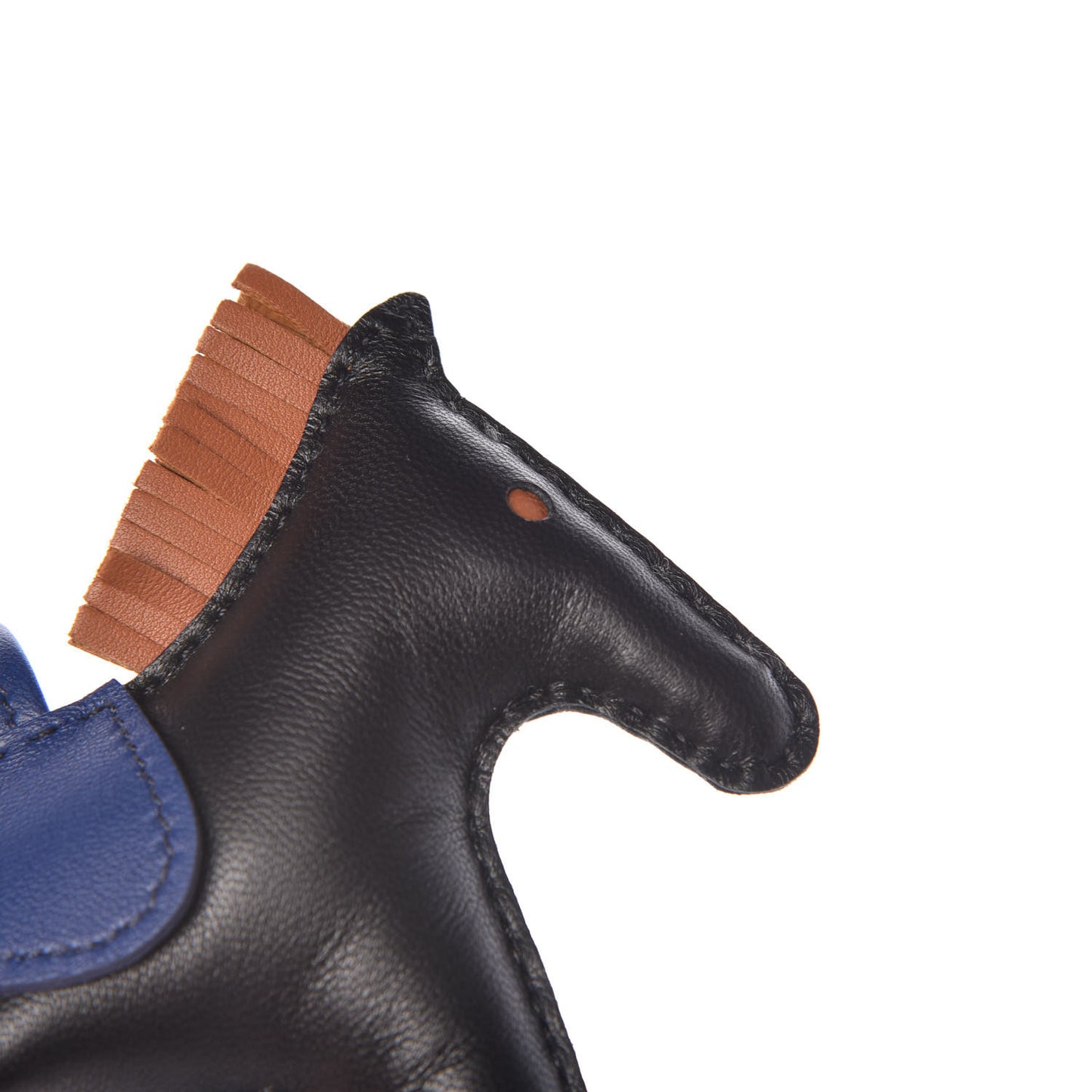 Milo Lambskin Grigri Rodeo Horse Bag Charm MM Black Bleu Saphir Gold