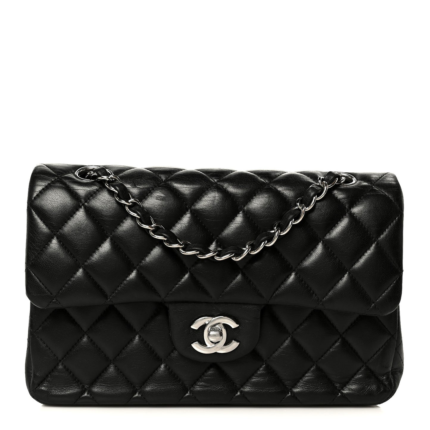 Lambskin Quilted Small Double Flap Black