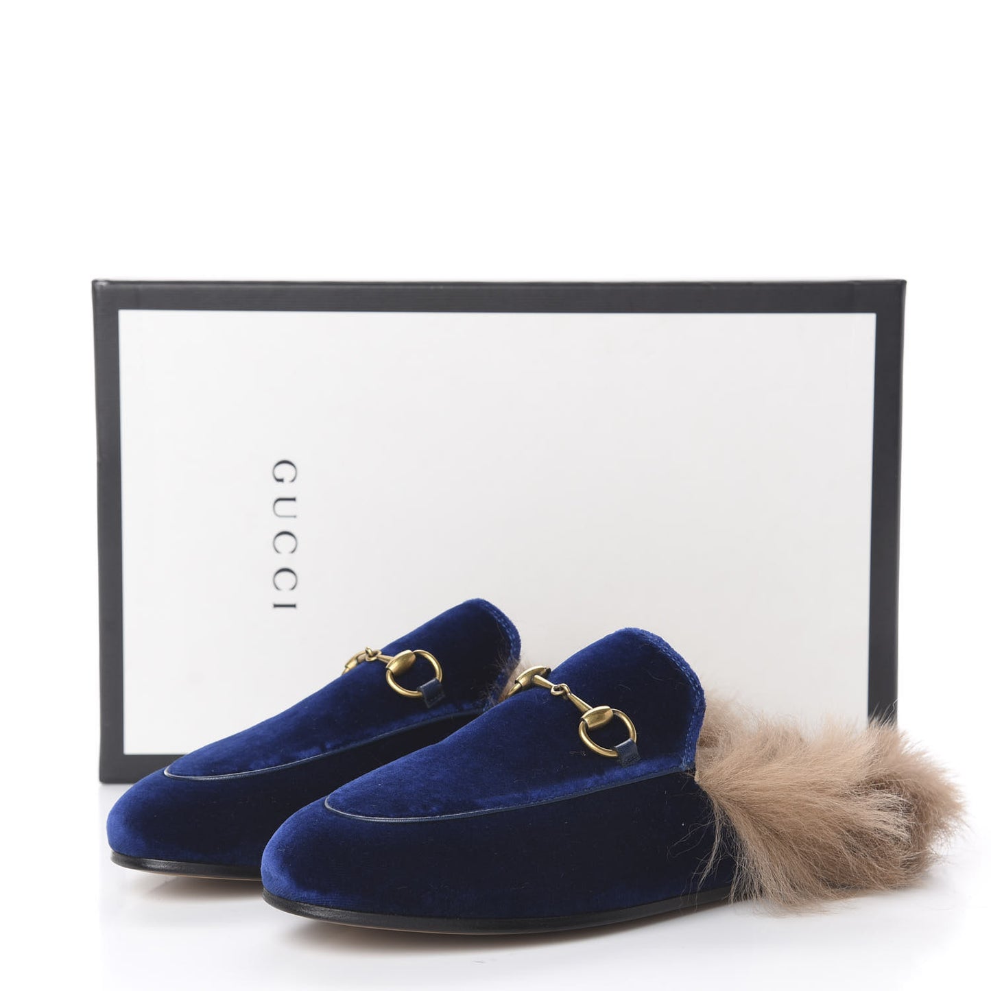 Velvet Fur Womens Princetown Slippers 36 Cobalt Blue
