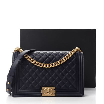 Chanel Caviar Quilted New Medium Boy Flap Dark Navy Blue 11 of 11
