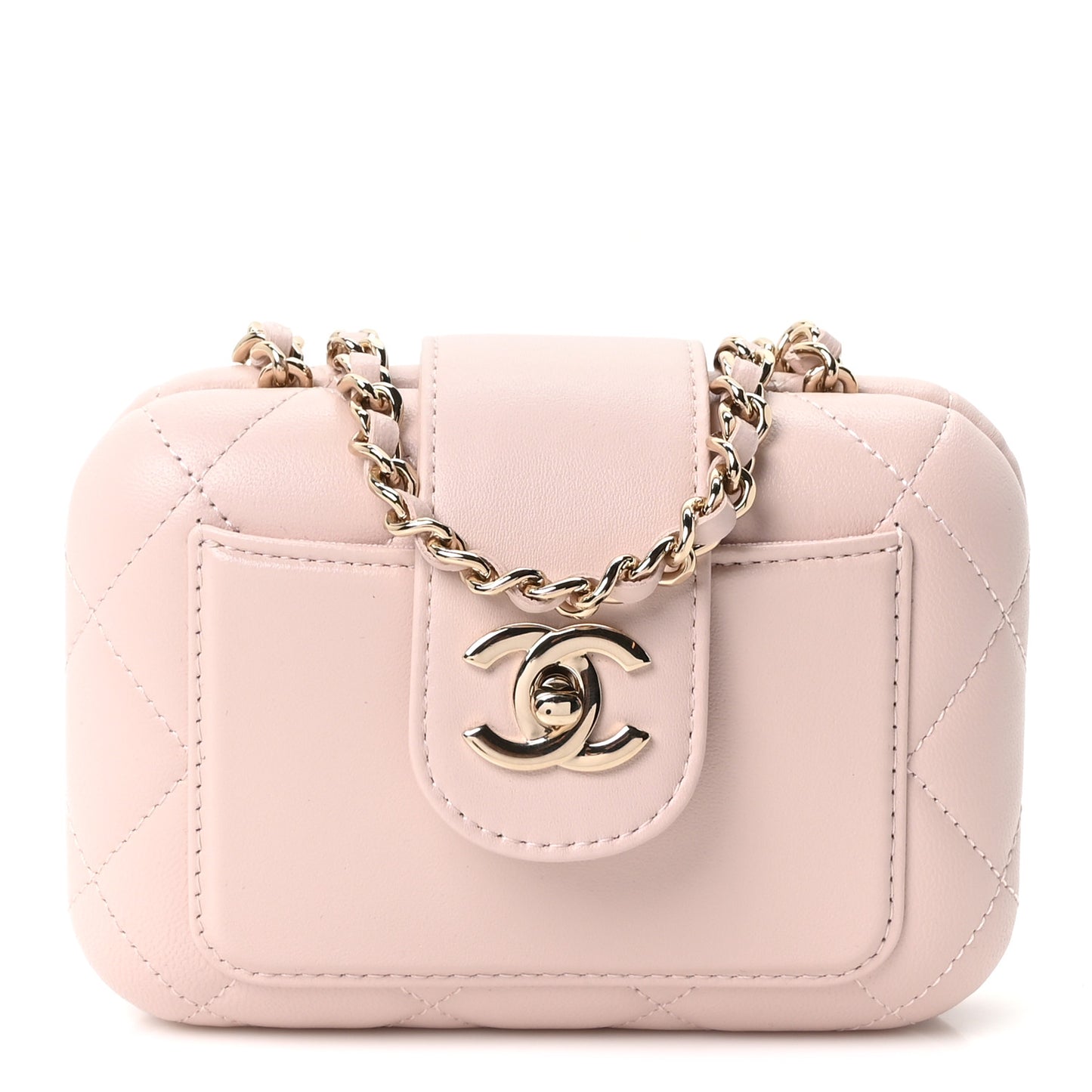 Lambskin Quilted Mini CC Chain Pocket Bag Light Pink