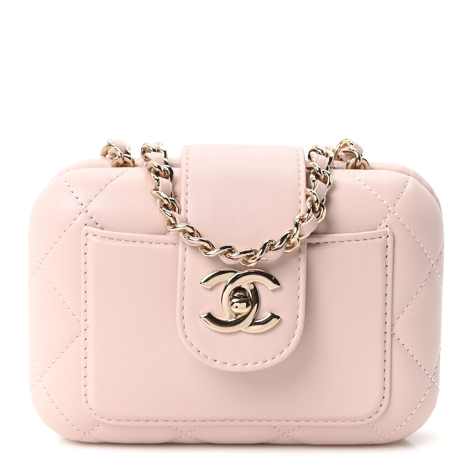 Chanel Lambskin Quilted Mini CC Chain Pocket Bag Light Pink 1 of 10