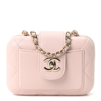 Chanel Lambskin Quilted Mini CC Chain Pocket Bag Light Pink 1 of 10
