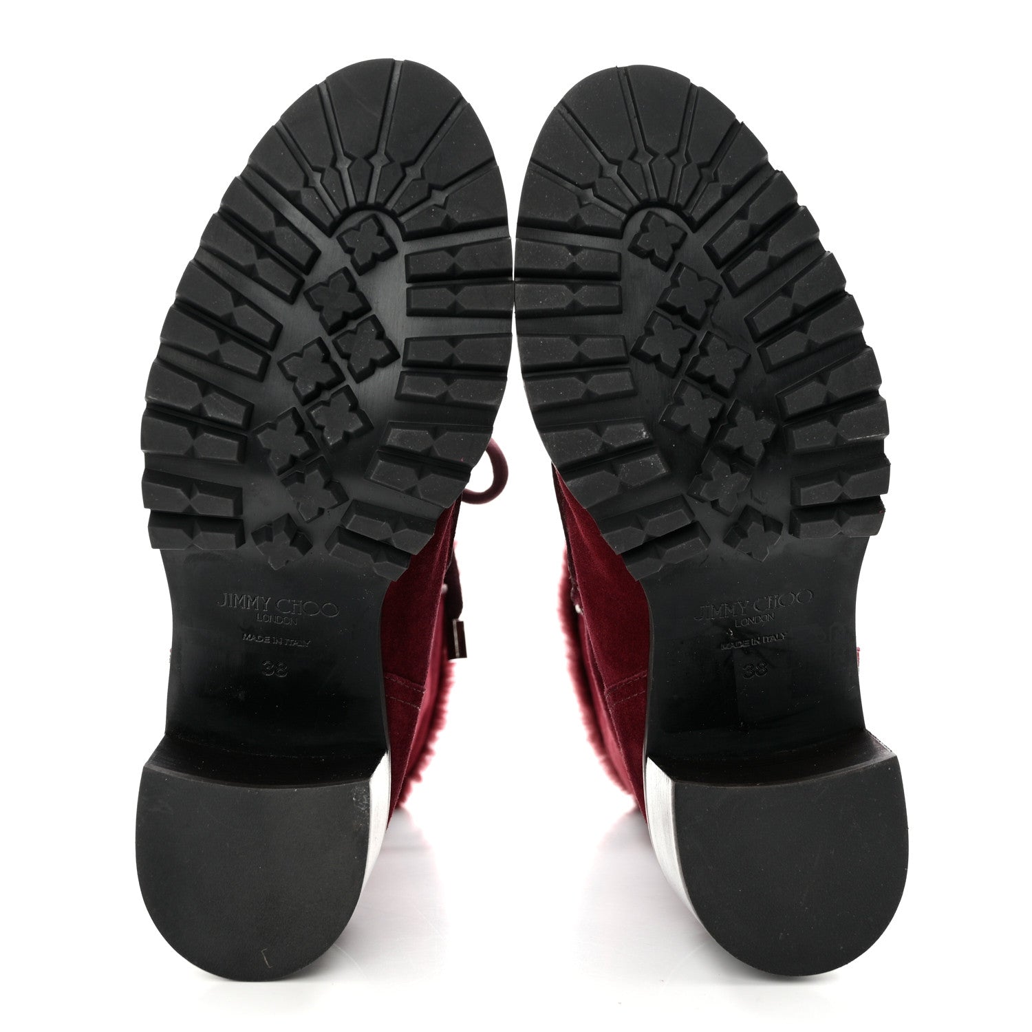 Jimmy Choo Suede Shearling Buffy 65 Boots 38 Burgundy 5 of 7