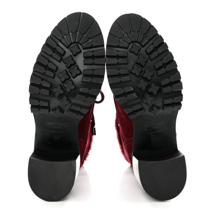 Jimmy Choo Suede Shearling Buffy 65 Boots 38 Burgundy 5 of 7