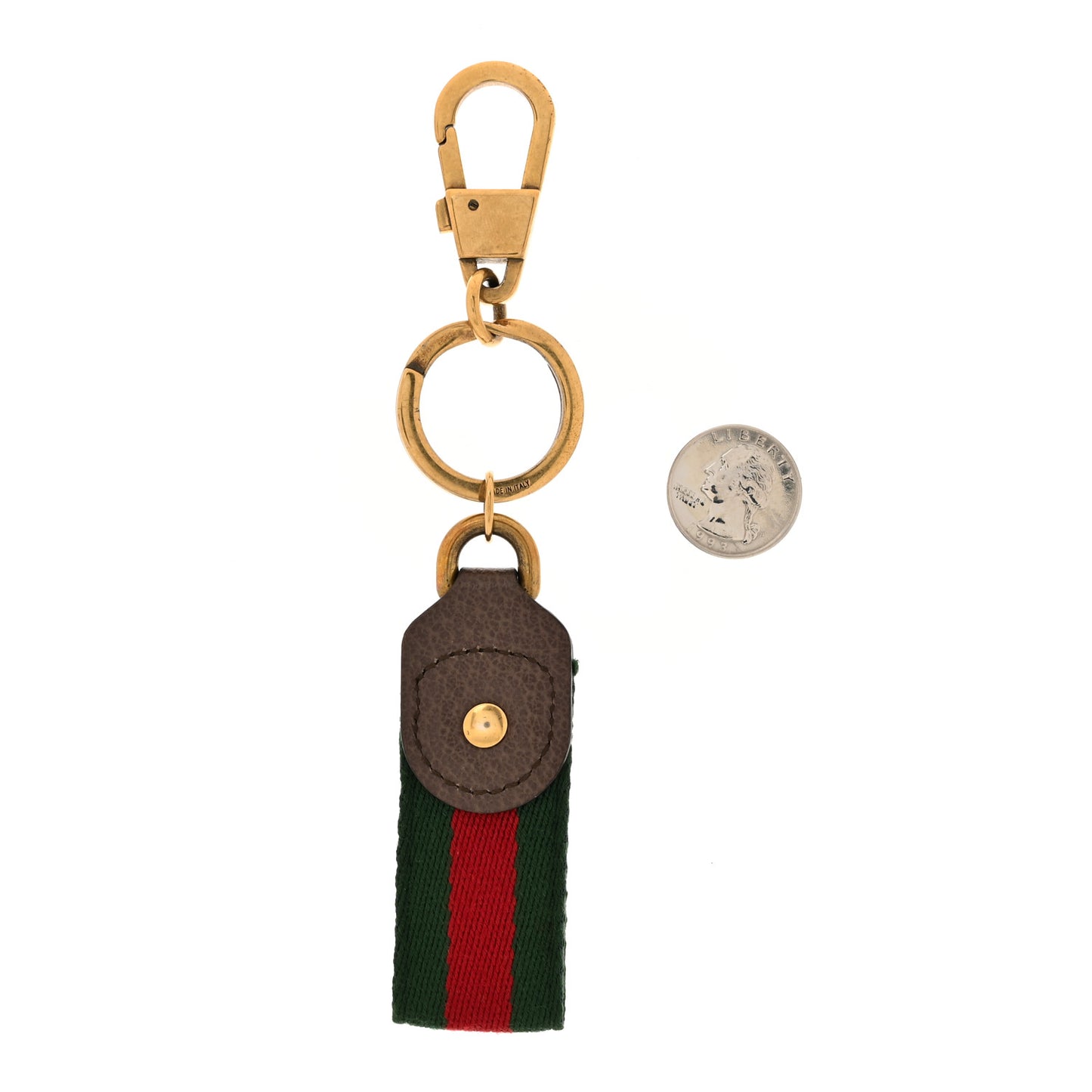 Textured Calfskin Web Enamel Ophidia Keychain New Acero