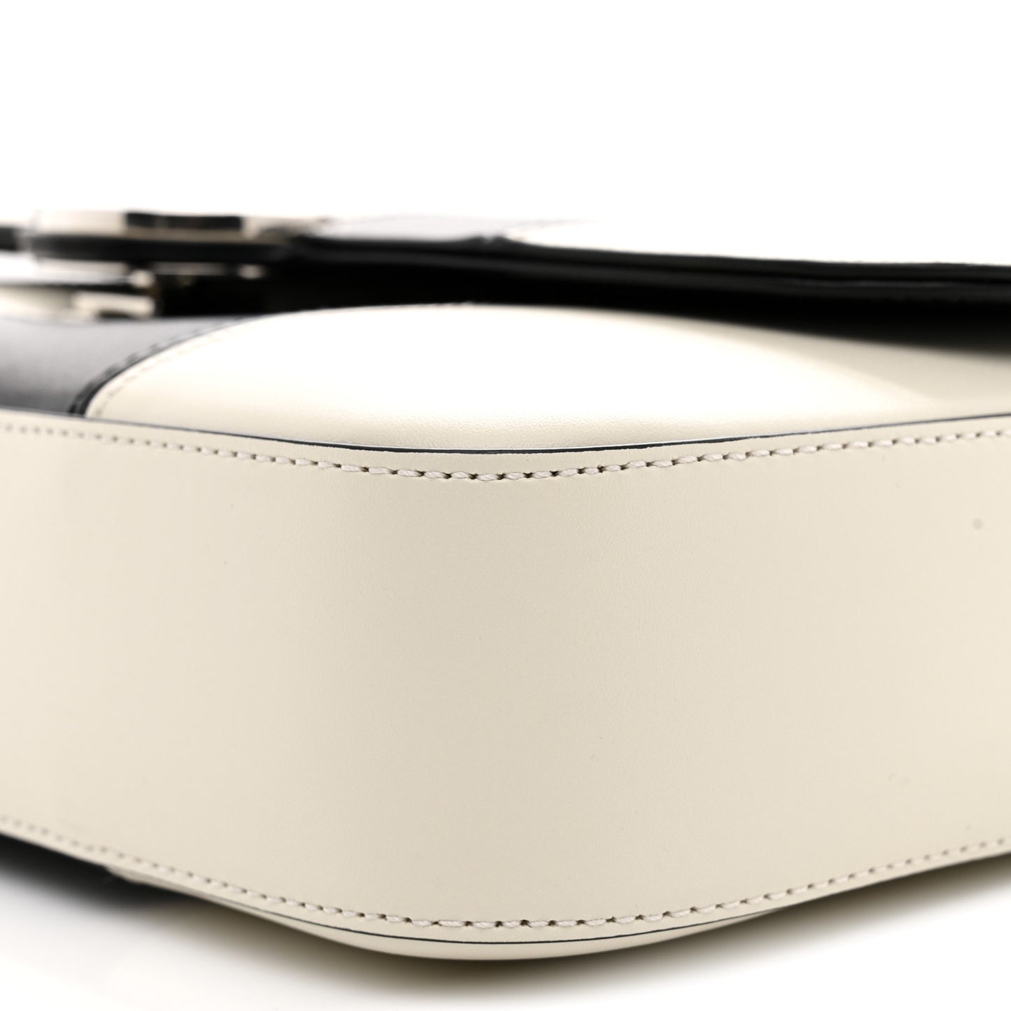 Senna Calfskin Lines Petite GG Top Handle Shoulder Bag Black Mystic White