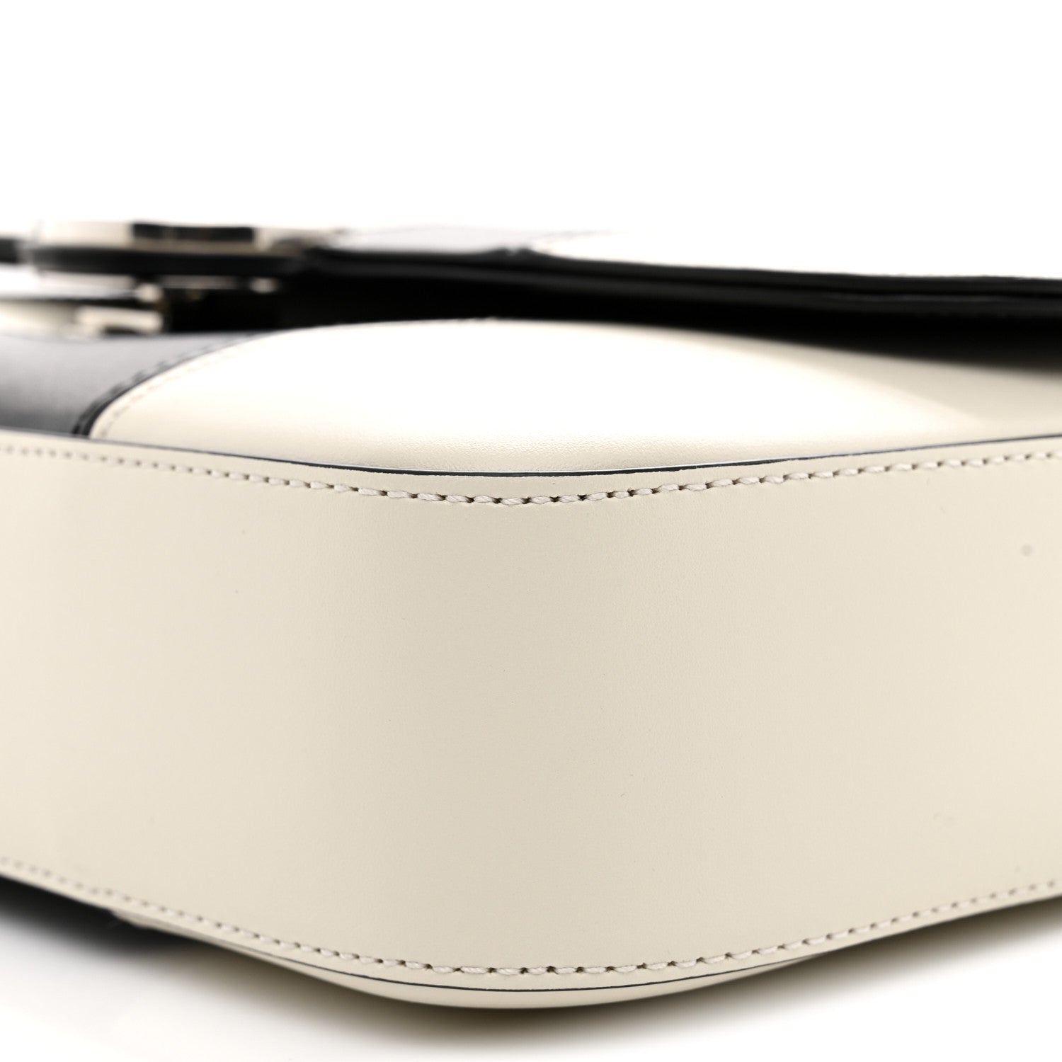 Gucci Senna Calfskin Lines Petite GG Top Handle Shoulder Bag Black Mystic White 10 of 11