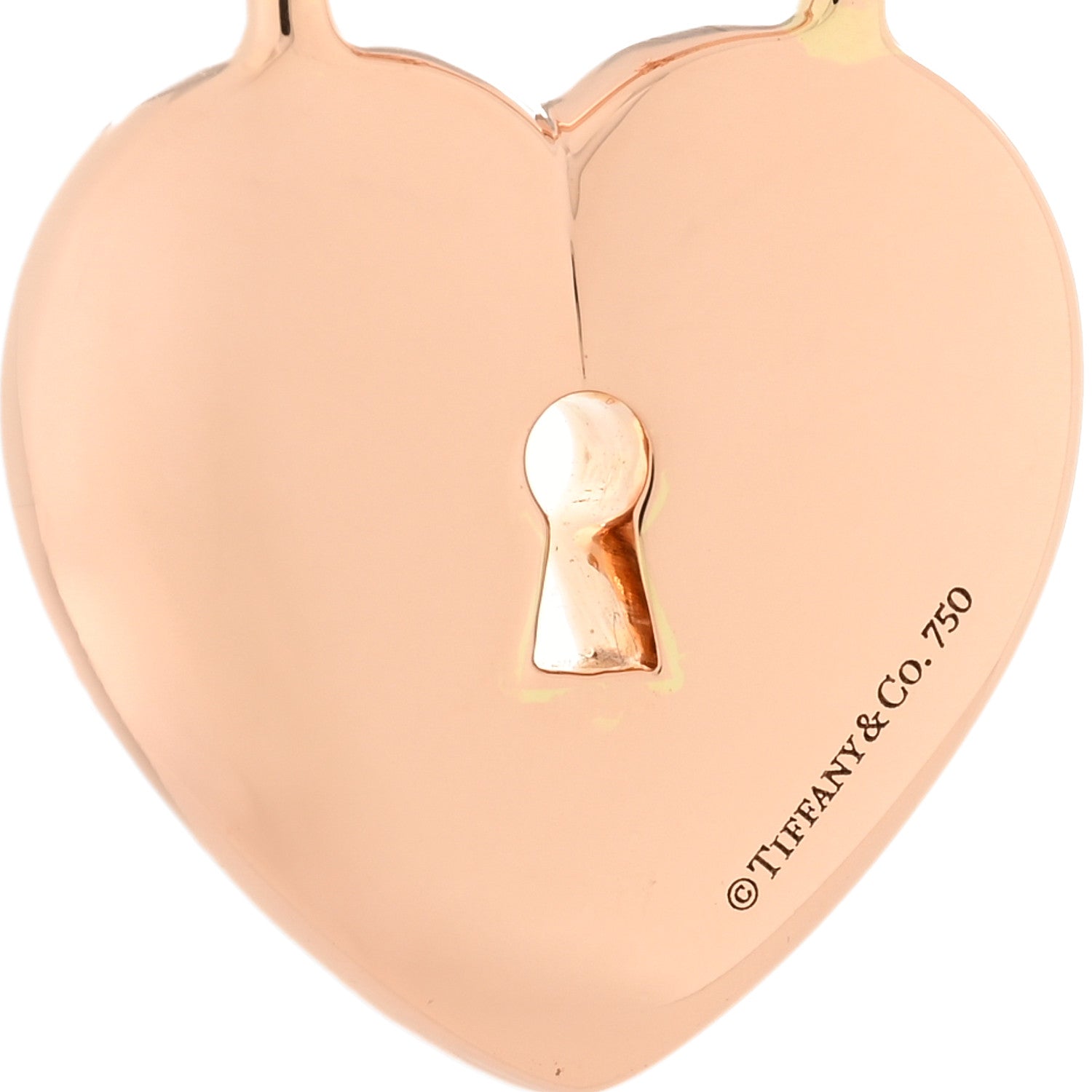 Tiffany 18k Rose Gold Diamond Large Heart Lock Pendant Necklace 4 of 5