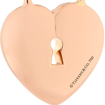 Tiffany 18k Rose Gold Diamond Large Heart Lock Pendant Necklace 4 of 5