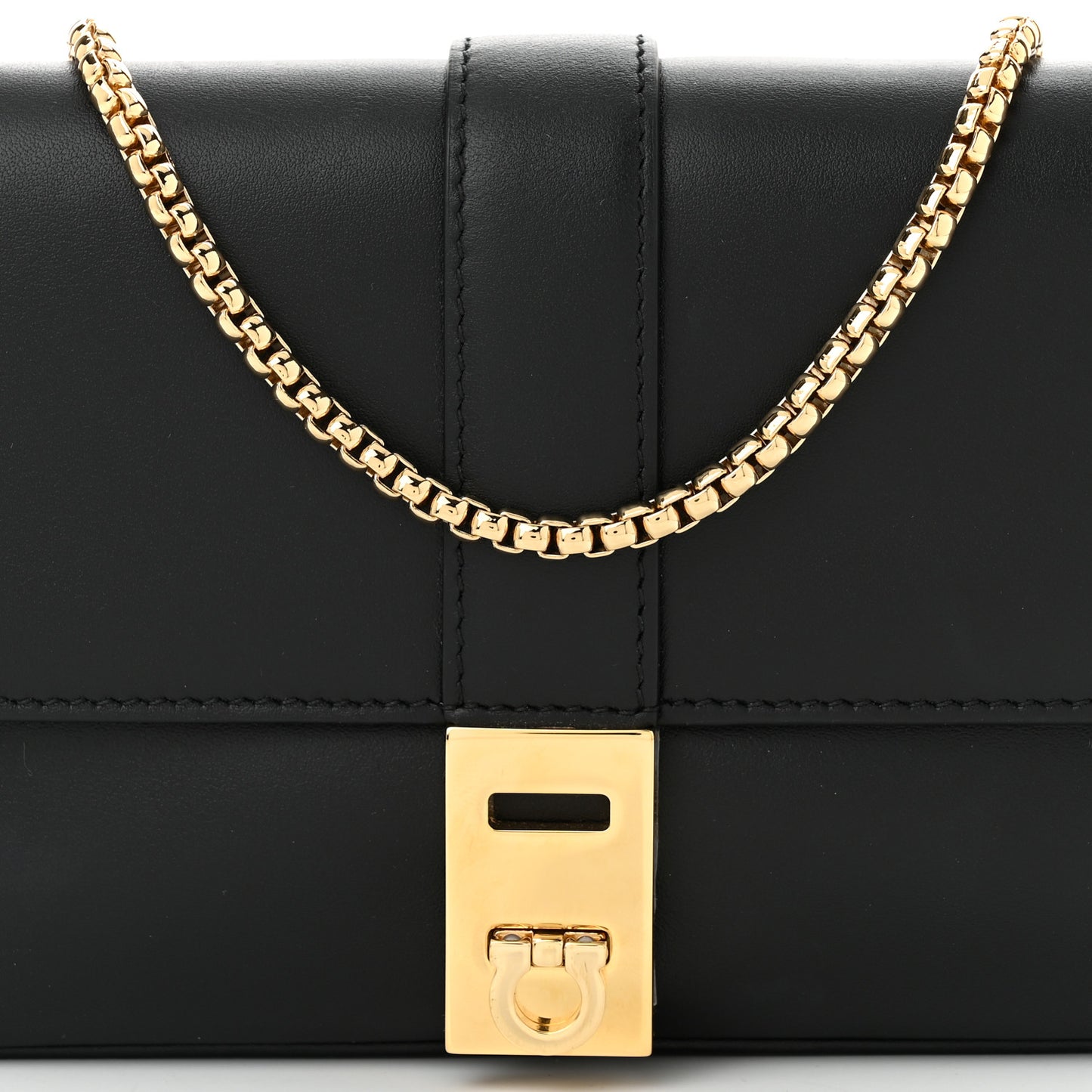 Calfskin Archive Gancini Flap Crossbody Black