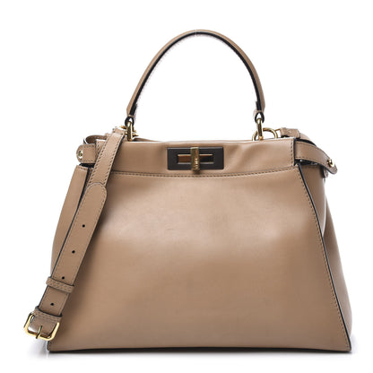 Fendi Vitello Seta Medium Peekaboo Iconic Satchel Cuoio 1 of 9