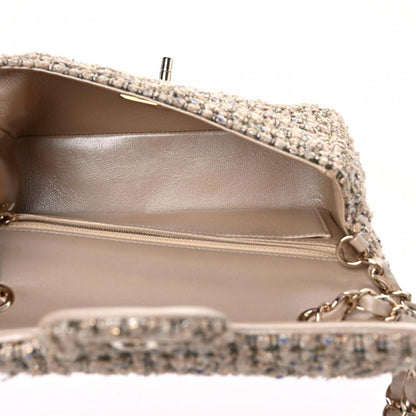 Chanel Tweed Quilted Mini Rectangular Flap Beige 5 of 9