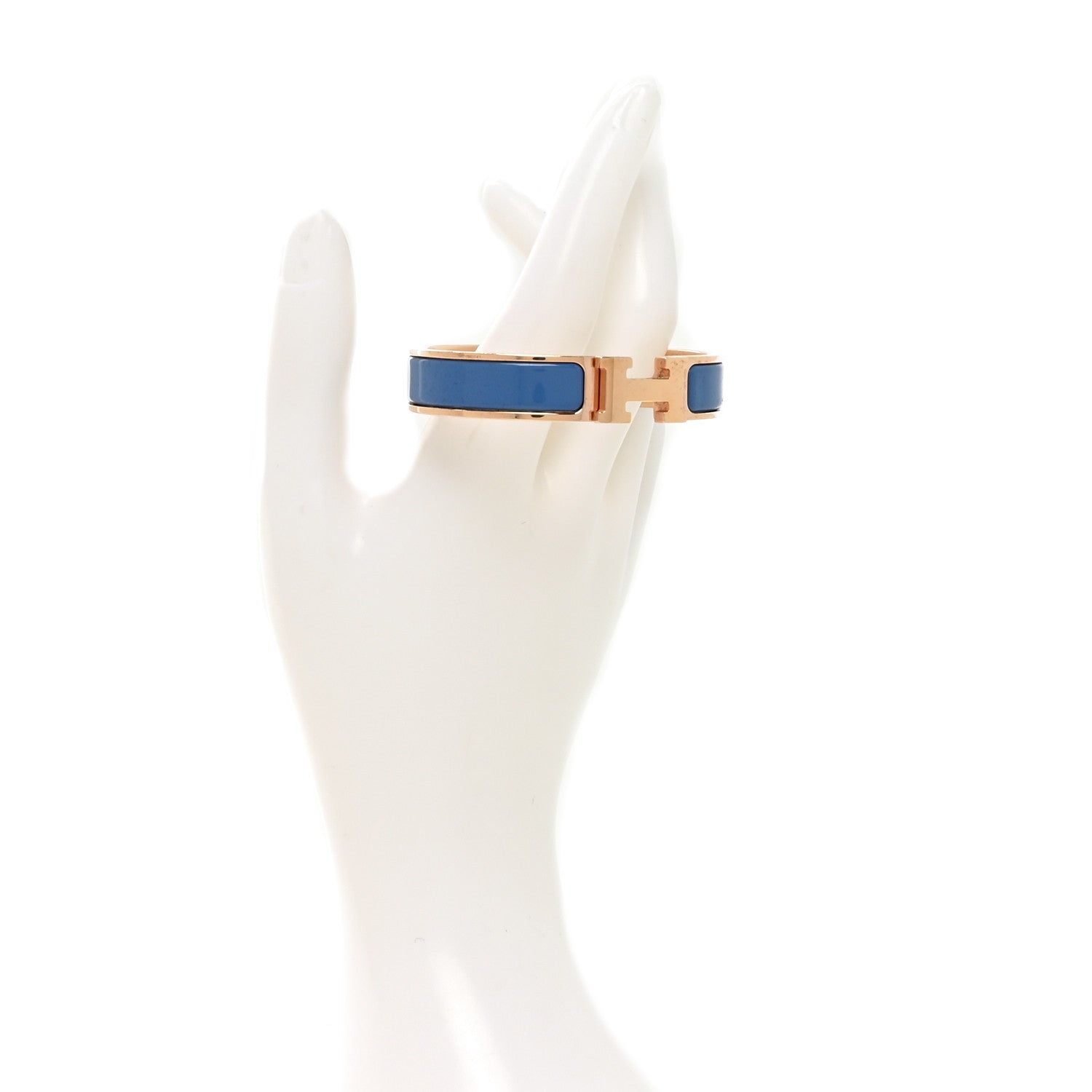 Hermes Enamel Narrow Clic Clac H Bracelet Bleu Turquin 2 of 4